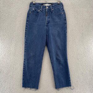 Vintage Z Cavaricci Jeans Womens 26 Blue Hi Rise Cropped Capri Frayed Hem Denim